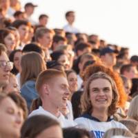 GVSU students cheer on the Lakers at Lubbers Stadium